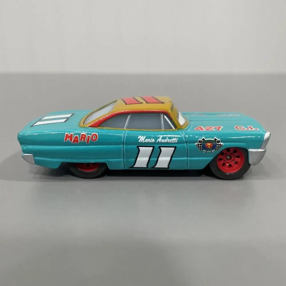 Disney Cars Mario Andretti #11 Blue Ford Fairlane Mattel Diecast Loose 1:55 - Picture 1 of 7